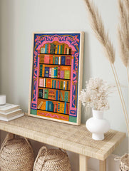 Vintage Bookshelf Poster
