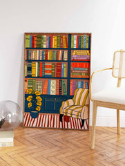 Vintage Bookshelf Poster