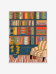 Vintage Bookshelf Poster