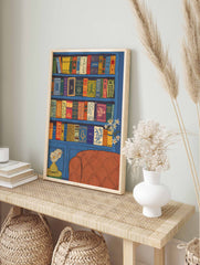 Vintage Bookshelf Poster