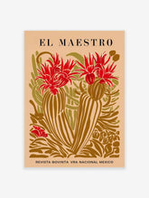 Mexican Cactus Poster | Green and Red Cactus