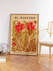 Mexican Cactus Poster | Green and Red Cactus
