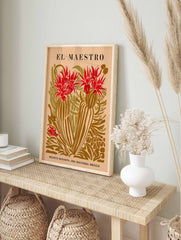 Mexican Cactus Poster | Green and Red Cactus