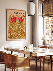 Mexican Cactus Poster | Green and Red Cactus