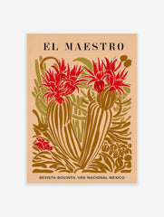 Mexican Cactus Poster | Green and Red Cactus