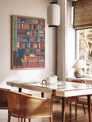 Vintage Bookshelf Poster