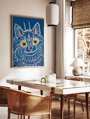 Blue Psychedelic Cat Poster by Louis Wain, Louis Wain Print