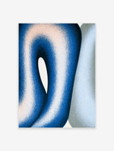 Abstract blue curved shape on a neutral background, modern minimalist wall art print