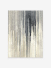 Abstract grey and black vertical lines with a drip effect on a textured off-white background