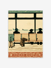 Airport wall art with silhouetted travellers and plane outside large windows, unframed print