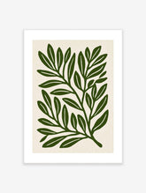 Botanical leaf illustration art print with deep green foliage on a cream background