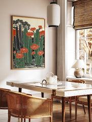 Illustrative cactus flower poster with green cacti and vibrant red blooms against a desert backdrop. - Image 2