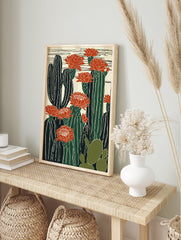 Cactus poster featuring tall saguaro-like cacti and prickly pear with vibrant red desert flowers on a cream background. - Image 4