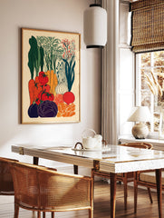 Colorful vegetable poster illustration featuring carrots, tomatoes, cabbage, eggplant, onion, and leafy greens in a vibrant garden scene. - Image 2