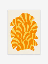 Stylised orange and yellow croissant illustration art print on a neutral background