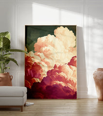 Dramatic pink and purple cloudscape art print against a dark green sky, featuring voluminous, painterly clouds. - Image 3
