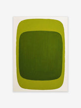 Green abstract wall art print with dark green inner rectangle and lime green outer border on white