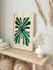Abstract green botanical leaf illustration art print on a cream background, featuring stylized organic shapes. - Image 3