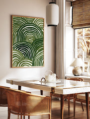 Abstract green watercolor stripes forming organic shapes on a white background, suggesting rolling hills or waves. - Image 3