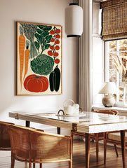 Harvest Vegetable poster featuring carrots, tomatoes, cabbage, and peppers in a modern botanical illustration style. - Image 2