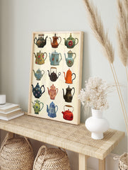Vintage Teapot Poster, Teapot Varieties Print