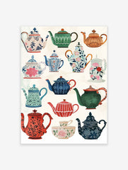 Vintage Teapot Poster, Teapot Varieties Print