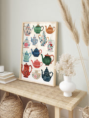 Vintage Teapot Poster, Teapot Varieties Print