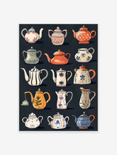 Vintage Teapot Poster, Teapot Varieties Print