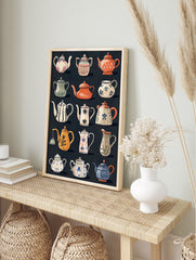 Vintage Teapot Poster, Teapot Varieties Print