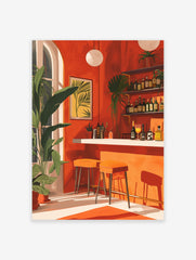 Vintage Cocktail Bar Poster, Boho Cocktail Bar Print