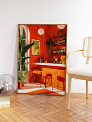 Vintage Cocktail Bar Poster, Boho Cocktail Bar Print