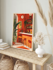 Vintage Cocktail Bar Poster, Boho Cocktail Bar Print