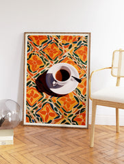 Coffee Art Illustration Poster, Coffee Print