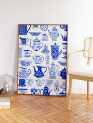 Teacup and Kettle Poster, Coffee Print