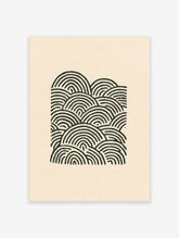 Seigaiha Japanese wave pattern poster with black arches on cream background