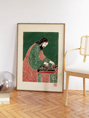 Illustration of Jesus Christ with a beard and long hair, dressed in green and red robes, acting as a DJ on a turntable. - Image 2