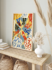 Illustrative fashion print featuring a circular arrangement of diverse legs wearing colourful, in an alternate framed mockup