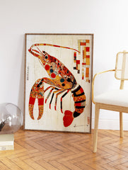 Colorful Japanese-style lobster art print with intricate patterns on a light background. - Image 2