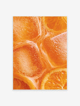 Macro photography of orange citrus fruit slices showing detailed pulp and rind texture in vibrant orange tones