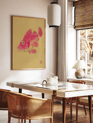 Detailed red fish illustration on a golden background, featuring intricate lines and an Asian art style. - Image 3