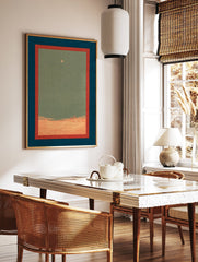 Religious art print with a glowing star over an earthy landscape, framed by deep blue and red borders. - Image 2