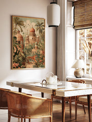 A vibrant Tiger Palace poster featuring a tiger walking through a lush jungle with Indian architectural buildings and palm trees. - Image 2