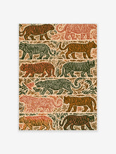 Tiger pattern wall art with stylised tigers in earthy tones and jungle foliage on cream background