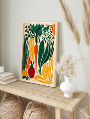 A colorful vegetable poster featuring bold illustrations of carrots, bell peppers, tomatoes, and leafy greens on a light background. - Image 4