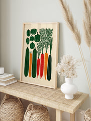 Poster featuring stylized green squash, orange carrots, and red carrots with green tops on a cream background, in an illustrative style. - Image 4