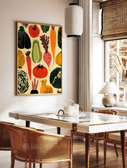 Rustic vegetable poster featuring illustrated tomatoes, carrots, beets, and other garden produce on a cream background. - Image 2