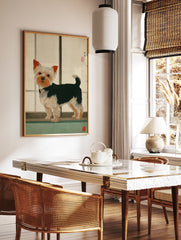 Japanese style illustration of a Yorkshire Terrier dog standing against a light background, perfect Yorkshire Terrier wall art. - Image 2