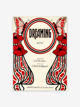 Vintage Music Poster, Red Floral Print