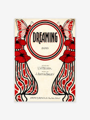 Vintage Music Poster, Red Floral Print