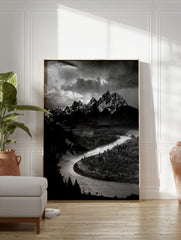 The Snake River Poster by Ansel Adams, Black and White River Print